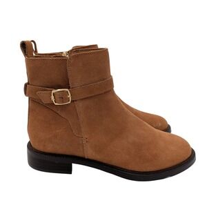 Sam Edelman Nolynn Saddle‎ Brown Suede Ankle Boots Womens 7.5M Buckle Strap